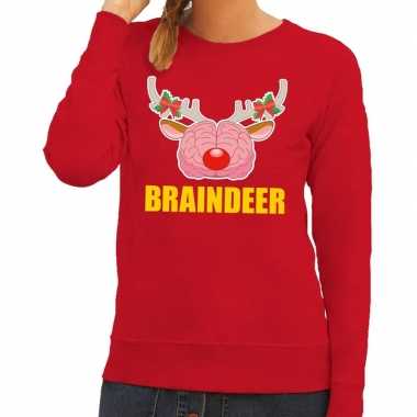 Lelijke kersttrui / sweater braindeer rood dames