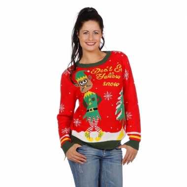 Lelijke kersttrui yellow snow dames