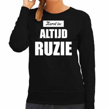Lelijke kersttrui zwart kerst is altijd ruzie kerstkleding dames