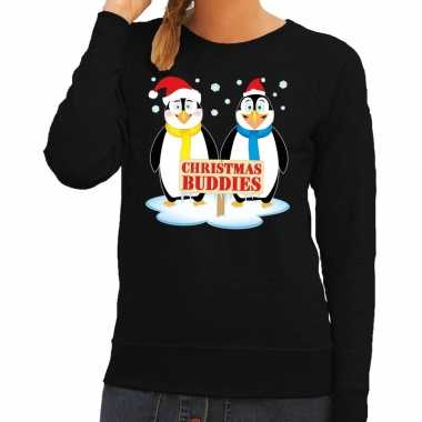 Lelijke kersttrui zwart pinguins dames