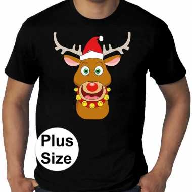 Plus size fout kerstborrel trui / kerst t trui rudolf rendier zwart h
