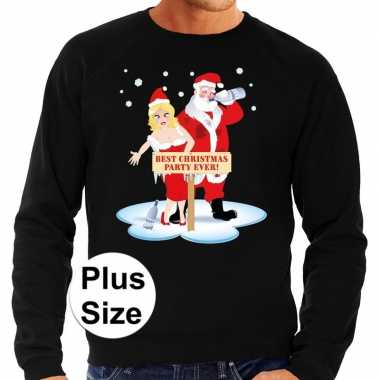 Plus size lelijke kerstborrel trui / kersttrui best christmas party ever zwart heren