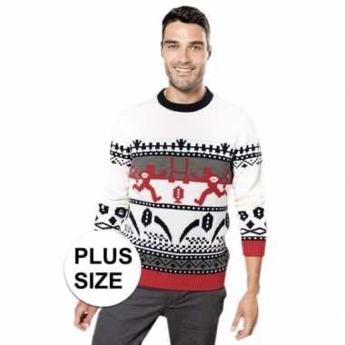 Plus size rood/witte lelijke/lelijke gebreide kersttrui noorse print