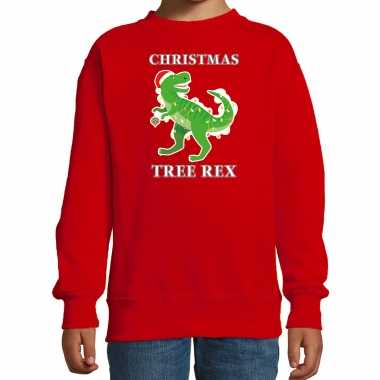 Rode kersttrui / kerstkleding christmas tree rex kinderen