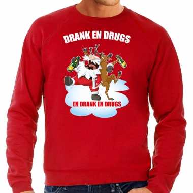 Rode kersttrui / kerstkleding drank drugs heren