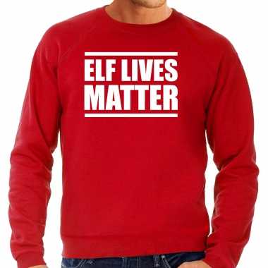 Rode kersttrui/ kerstkleding elf lives matter heren