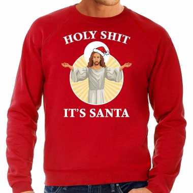 Rode kersttrui / kerstkleding holy shit its santa heren