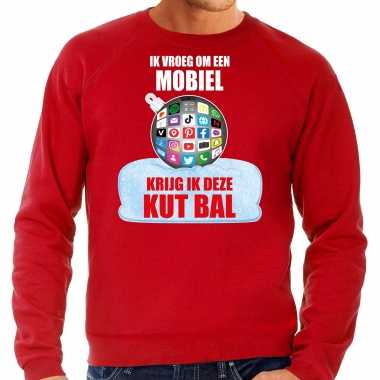 Rode kersttrui / kerstkleding ik vroeg om een mobiel krijg ik deze kut bal heren social media kerstbal