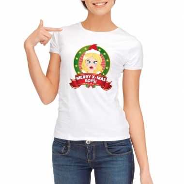 Sexy lelijke kerstmis trui wit dames merry x mas boys