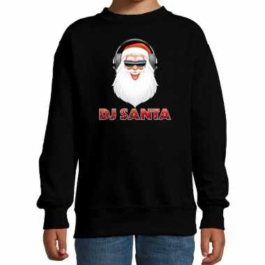 Stoere kersttrui / kerstkleding zwart dj santa / kerstman kinderen