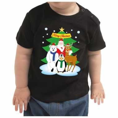 Zwart kerstrui / kleding santa / kerstman dierenvriendjes baby / kind