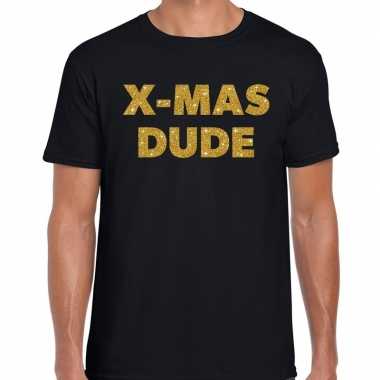 Zwart kersttrui / kerstkleding x mas dude goud glitter zwart heren