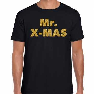 Zwart kersttrui / kerstkleding mr x mas gou glitterd zwart heren