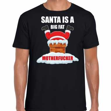 Zwart kersttrui / kerstkleding santa is a big fat motherfucker heren