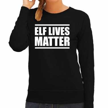 Zwarte kersttrui/ kerstkleding elf lives matter dames