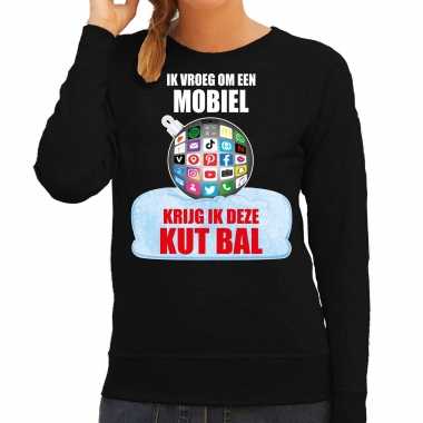 Zwarte kersttrui / kerstkleding ik vroeg om een mobiel krijg ik deze kut bal dames social media kerstbal
