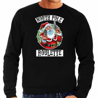 Zwarte kersttrui / kerstkleding northpole roulette heren