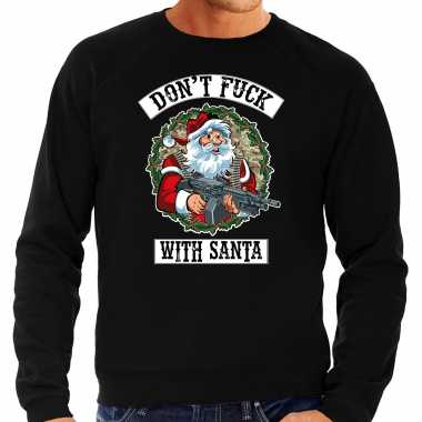 Zwarte lelijke kersttrui / kerstkleding dont fuck with santa heren