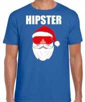 Blauw kersttrui kerstkleding hipster heren kerstman zonnebril