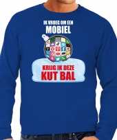 Blauwe kersttrui kerstkleding ik vroeg om een mobiel krijg ik deze kut bal heren social media kerstbal