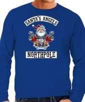 Blauwe kersttrui kerstkleding santas angels northpole heren grote maten