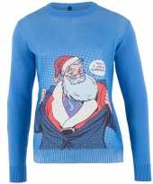 Blauwe popart kersttrui
