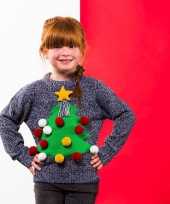 Grijze kerst sweater d kerstboom kinderen