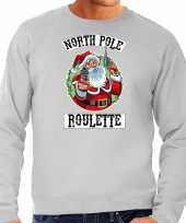 Grijze kersttrui kerstkleding northpole roulette heren grote maten