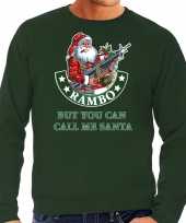 Groene lelijke kersttrui kerstkleding rambo but you can call me santa heren grote maten