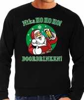 Grote maat lelijke kerstborrel trui kersttrui ho ho ho doordrinken biertje zwart heren