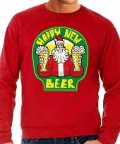 Grote maat lelijke oud nieuw trui kersttrui happy new beer bier rood heren