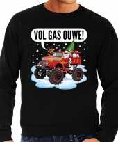 Grote maten lelijke kerstborrel trui kersttrui vol ga ouwe santa monstertruck truck zwart heren