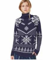 Lelijke dames kersttrui navy wit