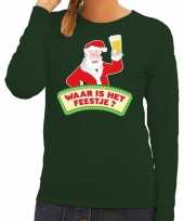 Lelijke kerst sweater groen dronken kerstman bier dames