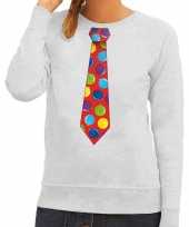 Lelijke kerst sweater kerstballen stropdas groen dames 10130608