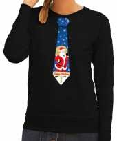 Lelijke kerst sweater kerstman stropdas zwart dames