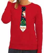 Lelijke kerst sweater kerstmis stropdas rood dames