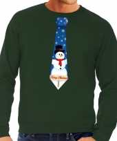 Lelijke kerst sweater sneeuwpop stropdas groen heren