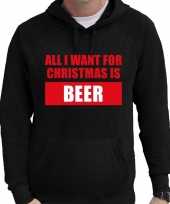 Lelijke kerstborrel hoodie all i want for christmas is beer zwart heren