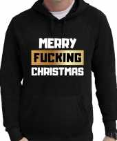 Lelijke kerstborrel hoodie merry fucking christmas zwart heren