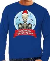 Lelijke kerstborrel trui kersttrui last christmas i gave you my heart skelet blauw heren