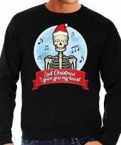 Lelijke kerstborrel trui kersttrui last christmas i gave you my heart skelet zwart heren