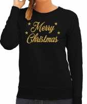 Lelijke kerstborrel trui kersttrui merry christmas goud zwart dames