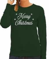 Lelijke kerstborrel trui kersttrui merry christmas zilver groen dames