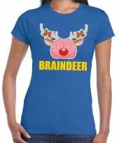Lelijke kerstmis trui braindeer blauw dames