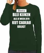 Lelijke kersttrui groen kerst is blij kijken kut cadeau kerstkleding dames