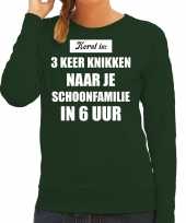 Lelijke kersttrui groen kerst is keer knikken naar schoonfamilie kerstkleding dames