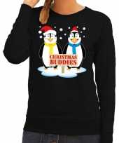 Lelijke kersttrui zwart pinguins dames