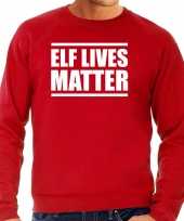 Rode kersttrui kerstkleding elf lives matter heren
