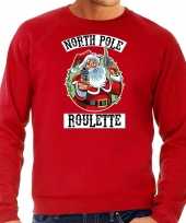 Rode kersttrui kerstkleding northpole roulette heren grote maten